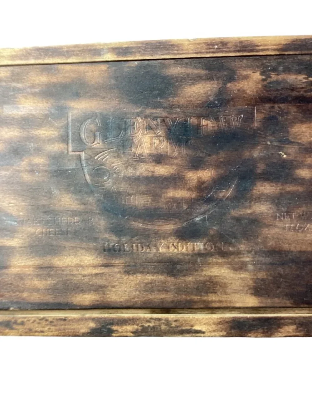 Glenview Farms Vintage Wooden Cheese Box Holiday Edition With Sliding Lid